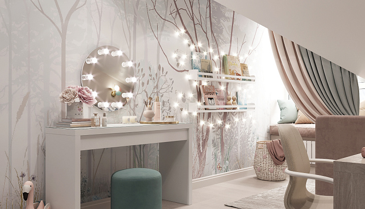 Проект комнаты для девочки от дизайнера Елены Коровиной 