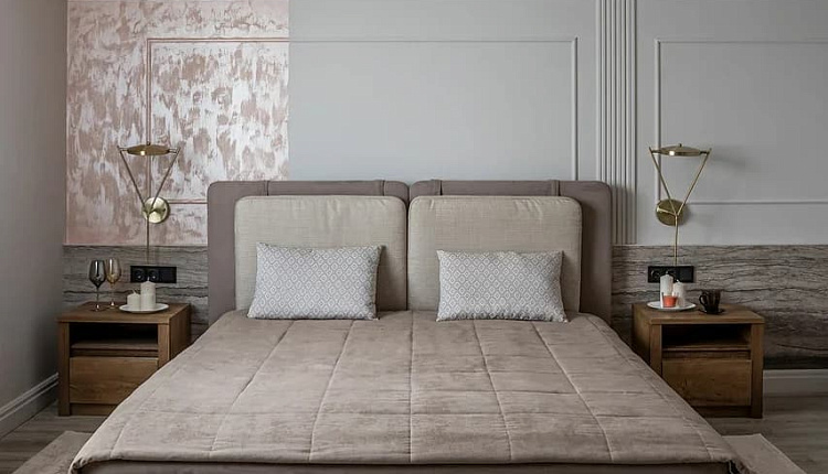 Проект спальни песок и камень