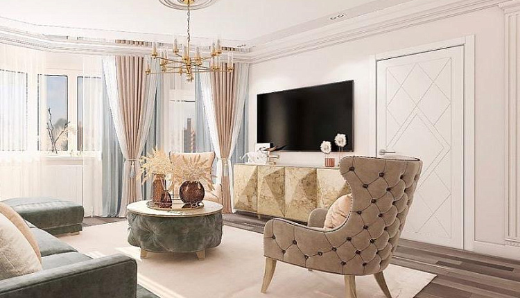 Гостиная с бирюзовыми нотками от @kurvichevairin