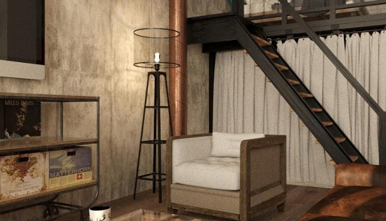 проект квартиры-студии в стиле LOFT для холостяка